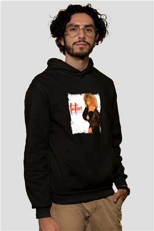 Tine Turner Baskılı Unisex Siyah Hoodie