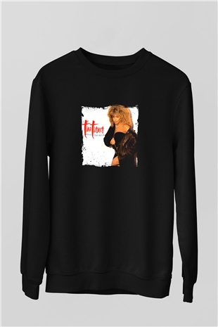 Tine Turner Baskılı Unisex Siyah Sweatshirt