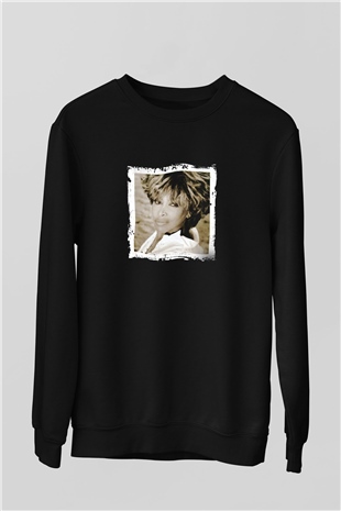 Tine Turner Baskılı Unisex Siyah Sweatshirt