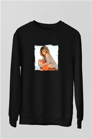 Tine Turner Baskılı Unisex Siyah Sweatshirt