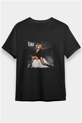 Tine Turner Baskılı Unisex Siyah Tişört