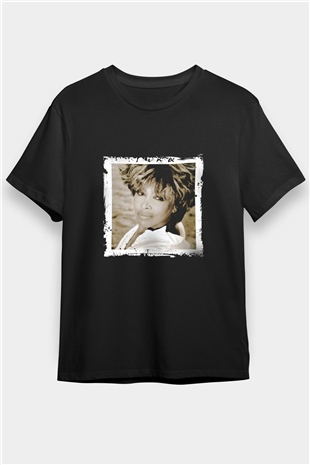 Tine Turner Baskılı Unisex Siyah Tişört