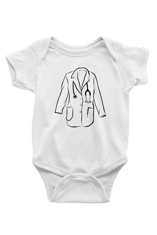 Tıp Bayramı Baskılı Beyaz Unisex Bebek Body - Zıbın
