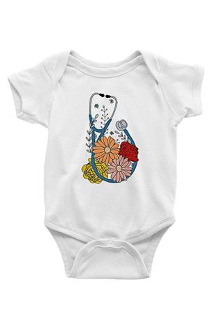 Tıp Bayramı Baskılı Beyaz Unisex Bebek Body - Zıbın