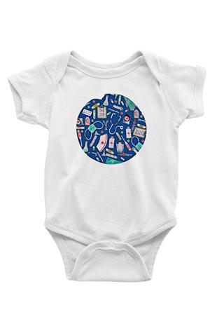Tıp Bayramı Baskılı Beyaz Unisex Bebek Body - Zıbın