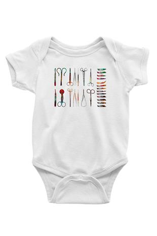 Tıp Bayramı Baskılı Beyaz Unisex Bebek Body - Zıbın