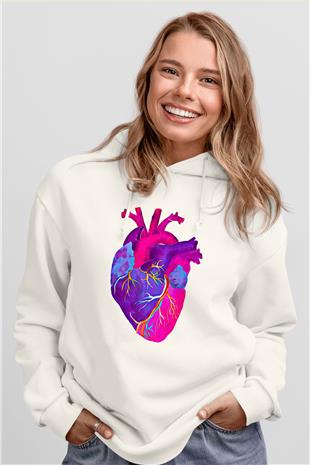 Tıp Bayramı Baskılı Beyaz Unisex Kapüşonlu Sweatshirt