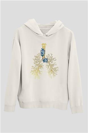 Tıp Bayramı Baskılı Beyaz Unisex Kapüşonlu Sweatshirt
