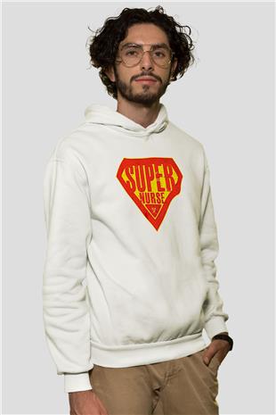Tıp Bayramı Baskılı Beyaz Unisex Kapüşonlu Sweatshirt