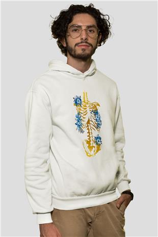 Tıp Bayramı Baskılı Beyaz Unisex Kapüşonlu Sweatshirt