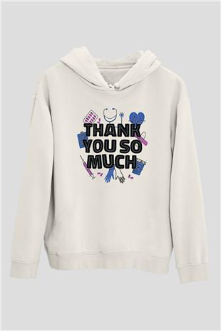 Tıp Bayramı Baskılı Beyaz Unisex Kapüşonlu Sweatshirt
