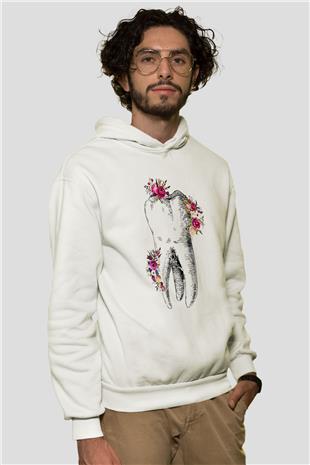 Tıp Bayramı Baskılı Beyaz Unisex Kapüşonlu Sweatshirt
