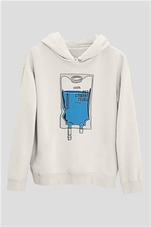 Tıp Bayramı Baskılı Beyaz Unisex Kapüşonlu Sweatshirt