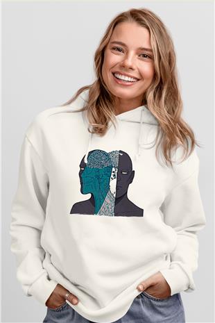 Tıp Bayramı Baskılı Beyaz Unisex Kapüşonlu Sweatshirt