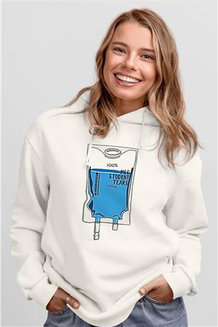 Tıp Bayramı Baskılı Beyaz Unisex Kapüşonlu Sweatshirt