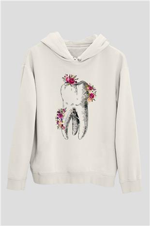 Tıp Bayramı Baskılı Beyaz Unisex Kapüşonlu Sweatshirt