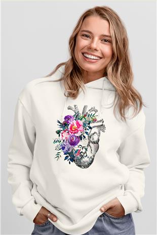 Tıp Bayramı Baskılı Beyaz Unisex Kapüşonlu Sweatshirt