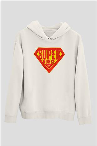 Tıp Bayramı Baskılı Beyaz Unisex Kapüşonlu Sweatshirt