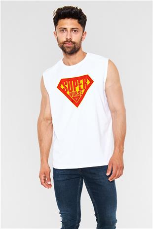 Tıp Bayramı Baskılı Beyaz Unisex Kolsuz Tişört - Tshirt