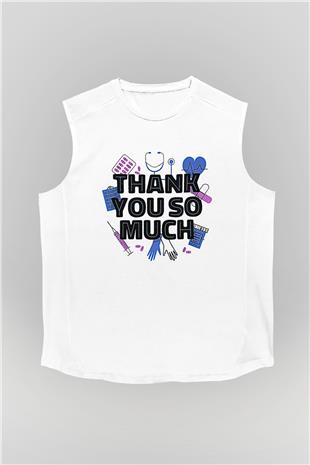 Tıp Bayramı Baskılı Beyaz Unisex Kolsuz Tişört - Tshirt