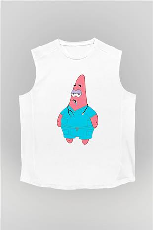Tıp Bayramı Baskılı Beyaz Unisex Kolsuz Tişört - Tshirt