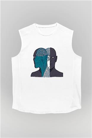 Tıp Bayramı Baskılı Beyaz Unisex Kolsuz Tişört - Tshirt
