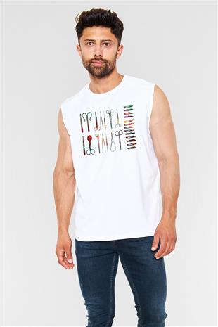 Tıp Bayramı Baskılı Beyaz Unisex Kolsuz Tişört - Tshirt
