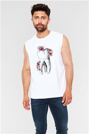 Tıp Bayramı Baskılı Beyaz Unisex Kolsuz Tişört - Tshirt