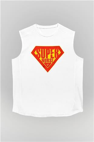 Tıp Bayramı Baskılı Beyaz Unisex Kolsuz Tişört - Tshirt