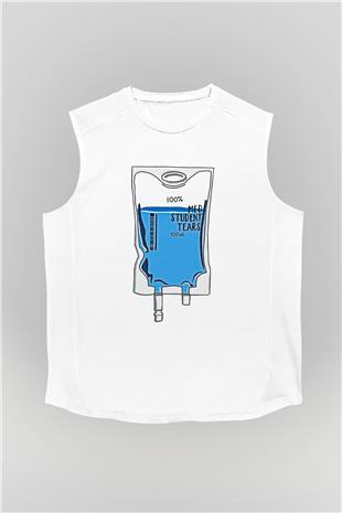 Tıp Bayramı Baskılı Beyaz Unisex Kolsuz Tişört - Tshirt