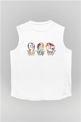 Tıp Bayramı Baskılı Beyaz Unisex Kolsuz Tişört - Tshirt