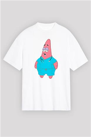 Tıp Bayramı Baskılı Beyaz Unisex Oversize Tişört - Tshirt