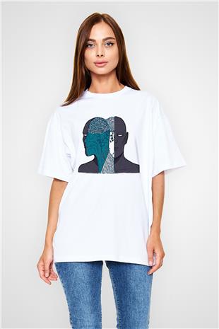 Tıp Bayramı Baskılı Beyaz Unisex Oversize Tişört - Tshirt