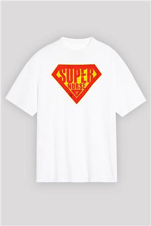Tıp Bayramı Baskılı Beyaz Unisex Oversize Tişört - Tshirt