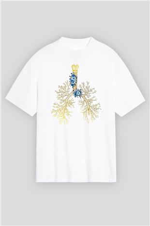 Tıp Bayramı Baskılı Beyaz Unisex Oversize Tişört - Tshirt
