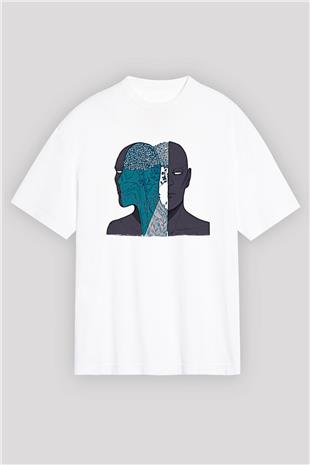Tıp Bayramı Baskılı Beyaz Unisex Oversize Tişört - Tshirt