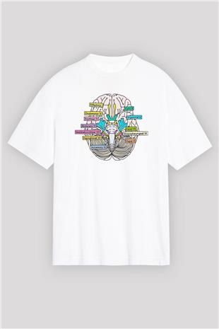 Tıp Bayramı Baskılı Beyaz Unisex Oversize Tişört - Tshirt