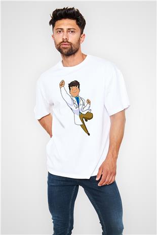 Tıp Bayramı Baskılı Beyaz Unisex Oversize Tişört - Tshirt