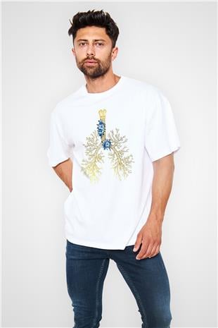 Tıp Bayramı Baskılı Beyaz Unisex Oversize Tişört - Tshirt