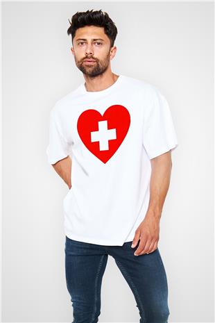 Tıp Bayramı Baskılı Beyaz Unisex Oversize Tişört - Tshirt
