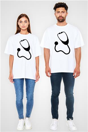 Tıp Bayramı Baskılı Beyaz Unisex Oversize Tişört - Tshirt
