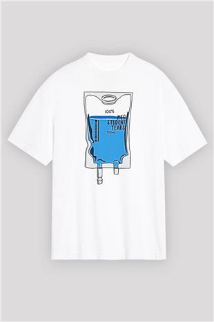 Tıp Bayramı Baskılı Beyaz Unisex Oversize Tişört - Tshirt