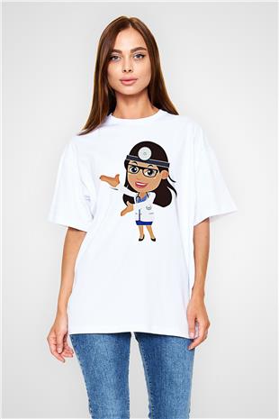 Tıp Bayramı Baskılı Beyaz Unisex Oversize Tişört - Tshirt
