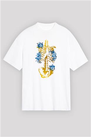 Tıp Bayramı Baskılı Beyaz Unisex Oversize Tişört - Tshirt