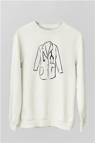 Tıp Bayramı Baskılı Beyaz Unisex Sweatshirt