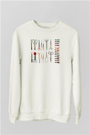 Tıp Bayramı Baskılı Beyaz Unisex Sweatshirt
