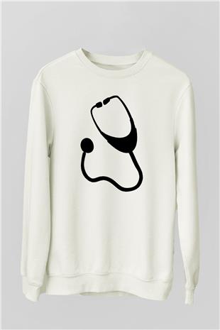 Tıp Bayramı Baskılı Beyaz Unisex Sweatshirt