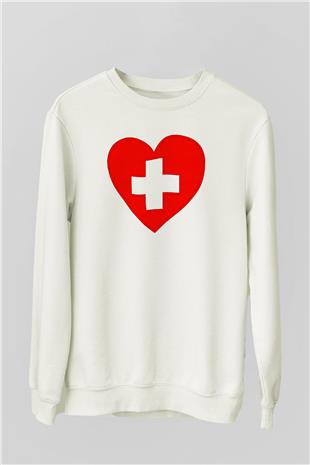 Tıp Bayramı Baskılı Beyaz Unisex Sweatshirt