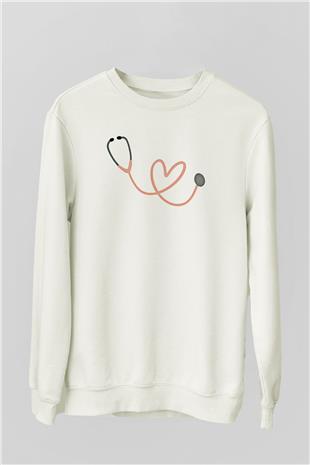Tıp Bayramı Baskılı Beyaz Unisex Sweatshirt