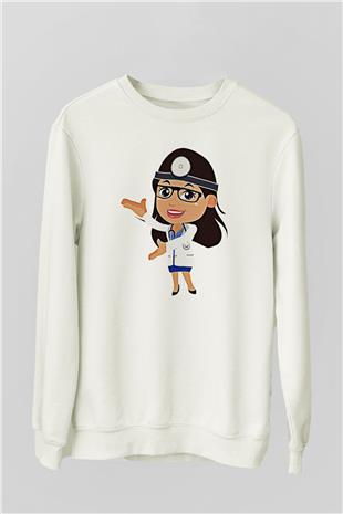 Tıp Bayramı Baskılı Beyaz Unisex Sweatshirt